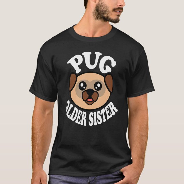 Camiseta Hermana Mayor Pug Adorable (Anverso)