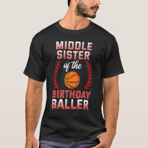 Camiseta Hermana Media Del Cumpleaños Boy Basketball Bday