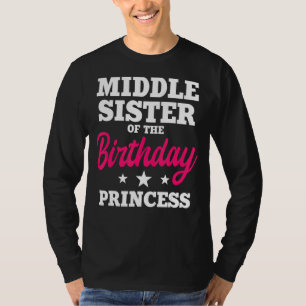 Camiseta Hermana Media Del Cumpleaños Princesa Fiesta Bday