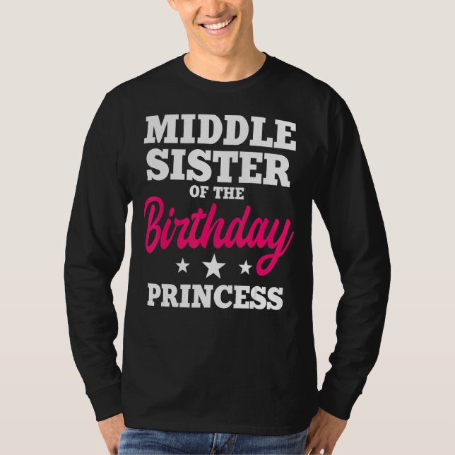 Camiseta Hermana Media Del Cumpleaños Princesa Fiesta Bday (Anverso)