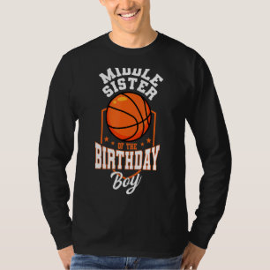 Camiseta Hermana Media Del Tema Del Baloncesto Birthday Boy
