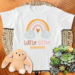 Camiseta Hermana Menor Nombre Personalizado Cute Arcoíris