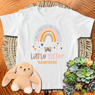 Camiseta Hermana Menor Nombre Personalizado Cute Arcoíris