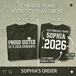 Camiseta Hermana orgullosa Clase de 2026 Graduación Persona