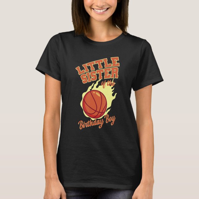 Camiseta Hermana Pequeña De La Familia De Baloncesto Birthd (Anverso)