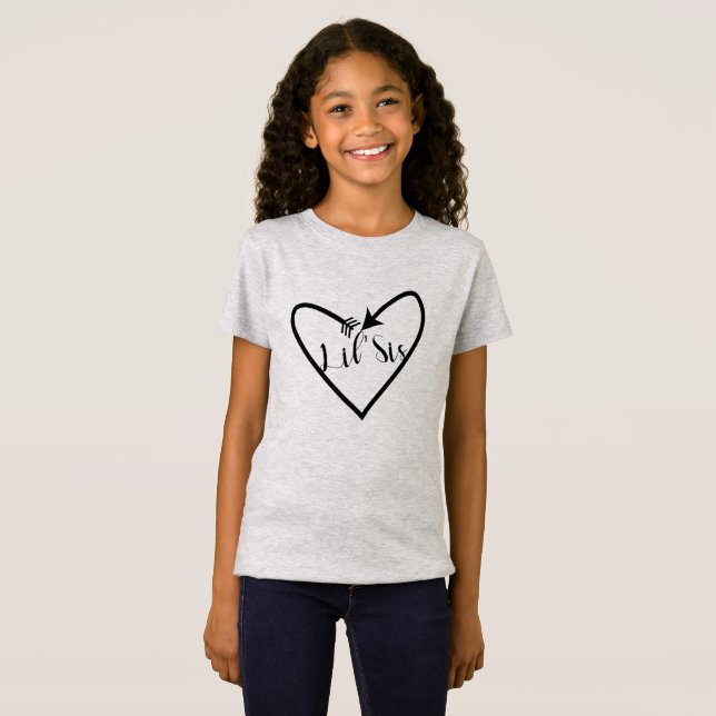 Camiseta Hermana pequeña Kids Script Flecha Corazón Boho (Anverso completo)