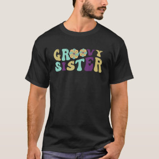 Camiseta Hermana Retro Groovy Familia Matanza Primer Cumple