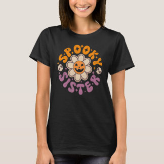 Camiseta Hermana Retro Groovy Sonríe Face Skull
