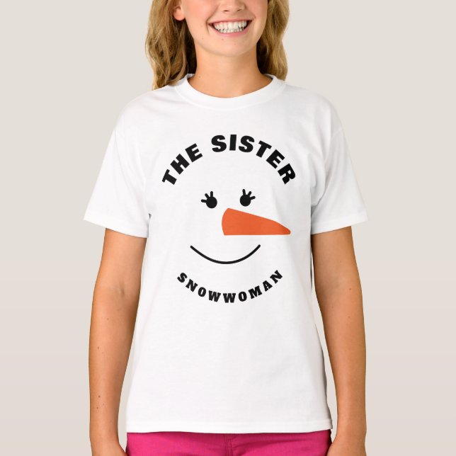 Camiseta Hermana Snowman Face Squad Costume Familiar (Anverso)