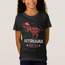 Camiseta Hermana T-Rex Red Plaid Buffalo Navidades Dinosaur