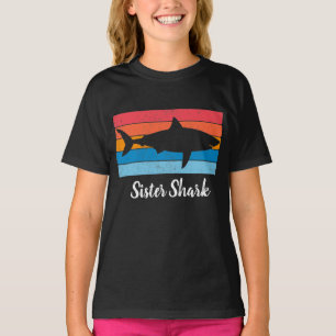 Camiseta Hermana Tiburón simple recorte tiburón Retro de 