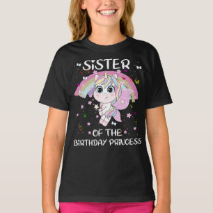Camiseta Hermana unicornio de la Princesa del Cumpleaños