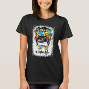 Camiseta Hermana Vida Moño Desordenado Bandana De Pelo Gafa