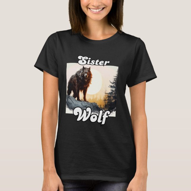 Camiseta Hermana Wolf Mating Familia Tribe Wolves Moon Chic (Anverso)