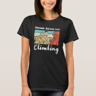 Camiseta Hermanas atractivas del rock retro escalando