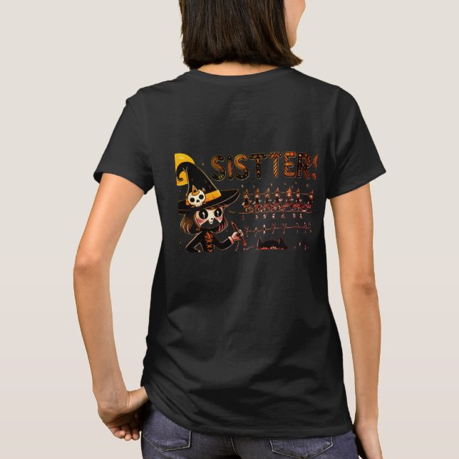 Camiseta "Hermanas de Halloween - Práctica espeluznante de  (Reverso)