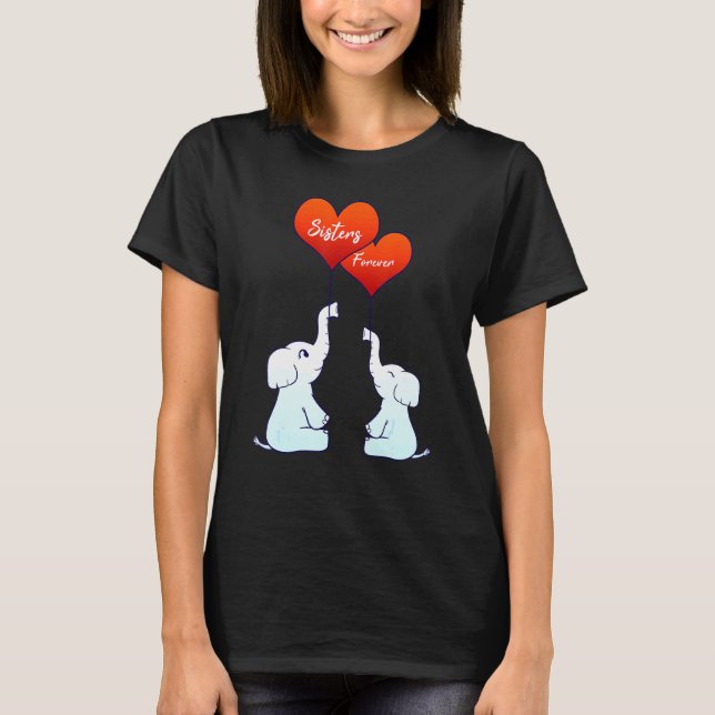 Camiseta Hermanas Familiares Hermanas Forever Elephants Hea (Anverso)