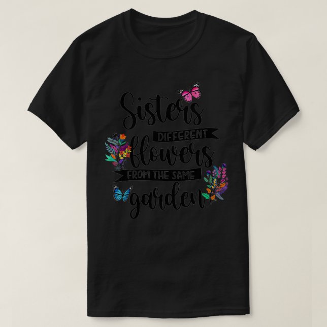 Camiseta Hermanas Femeninas Diferentes Flores Del Mismo Jar (Diseño del anverso)