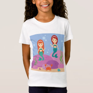 Camiseta hermanas sirenas personalizados nadando en el océa