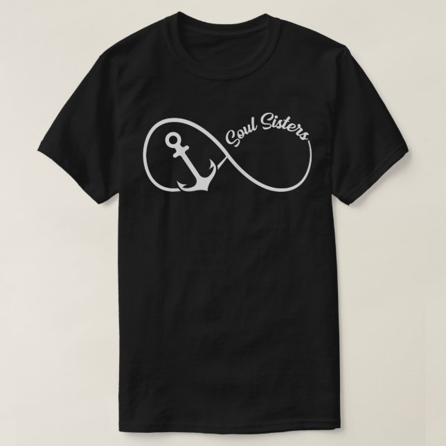 Camiseta Hermanas Soul Mujeres Ancla Rótulo Infinito 1 BFF  (Diseño del anverso)