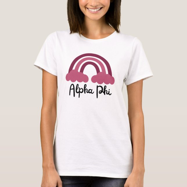Camiseta Hermandad Alpha Phi Sorority Bordeaux Arcoíris (Anverso)
