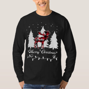 Camiseta Hermano Alce Búfalo Cuadro Rojo Navidad Combinació