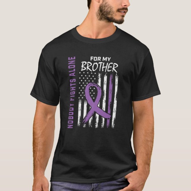 Camiseta Hermano Alzheimers Concientización EE.UU. Bandera  (Anverso)
