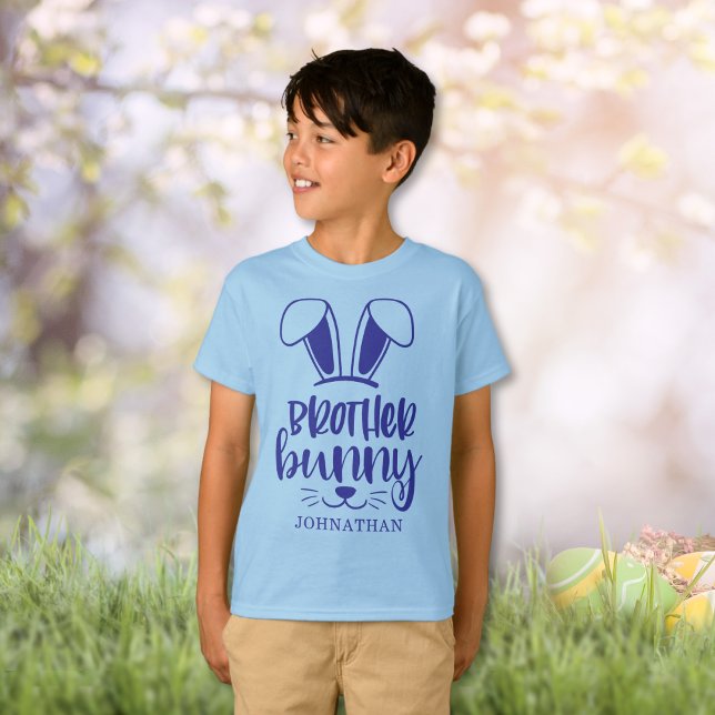 Camiseta Hermano Conejito Personalizado Pascua (Personalized Cute Boy Brother Bunny Easter T-Shirt)