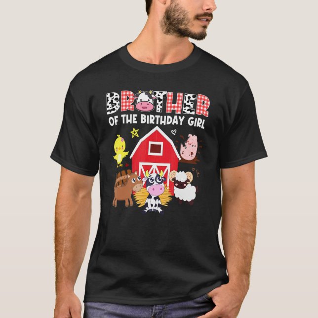 Camiseta Hermano Cow Chica de cumpleaños familia Barnyard (Anverso)