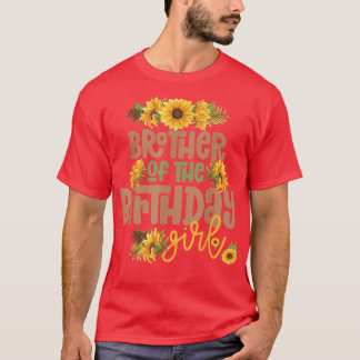 Camiseta Hermano Cumpleaños Chica Sunflower Fiesta de cumpl