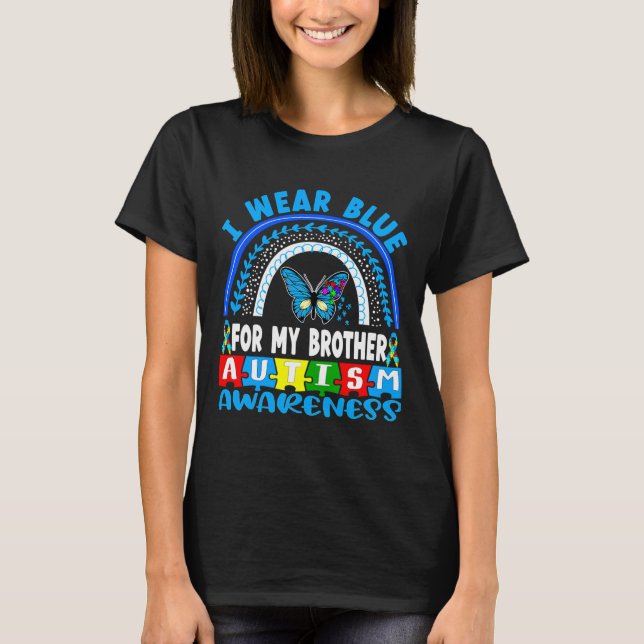 Camiseta Hermano de Autismo Arcoiris de Mariposa (Anverso)
