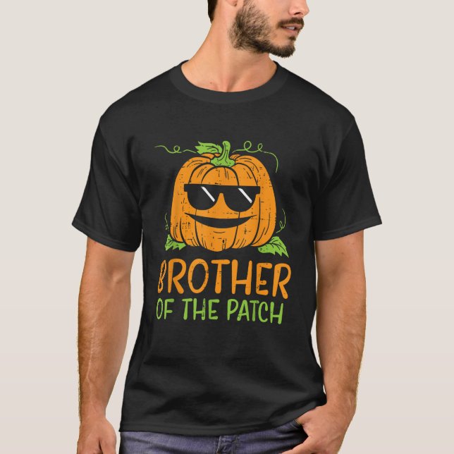 Camiseta Hermano De Calabaza Del Parche Halloween Familia B (Anverso)