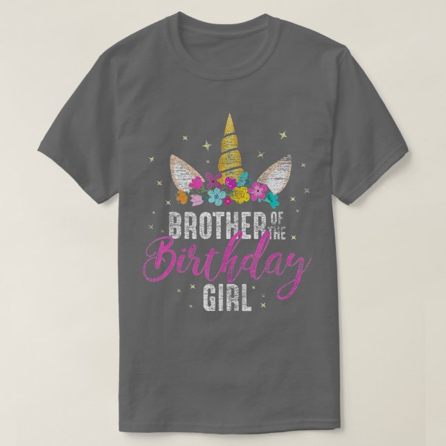 Camiseta Hermano De Chica De Cumpleaños, Hermano De Unicorn (Diseño del anverso)