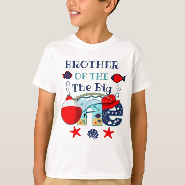 Camiseta Hermano de cumpleaños de pescadores del niño de cu (Anverso)