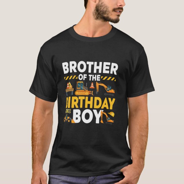 Camiseta Hermano De La Construcción Del Niño De Cumpleaños (Anverso)
