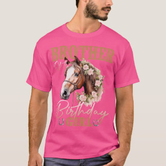 Camiseta Hermano de la Cumpleañera Florales de Caballo para