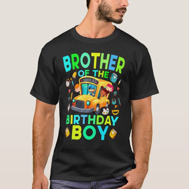 Camiseta Hermano de la escuela de birthday bus Fa (Anverso)