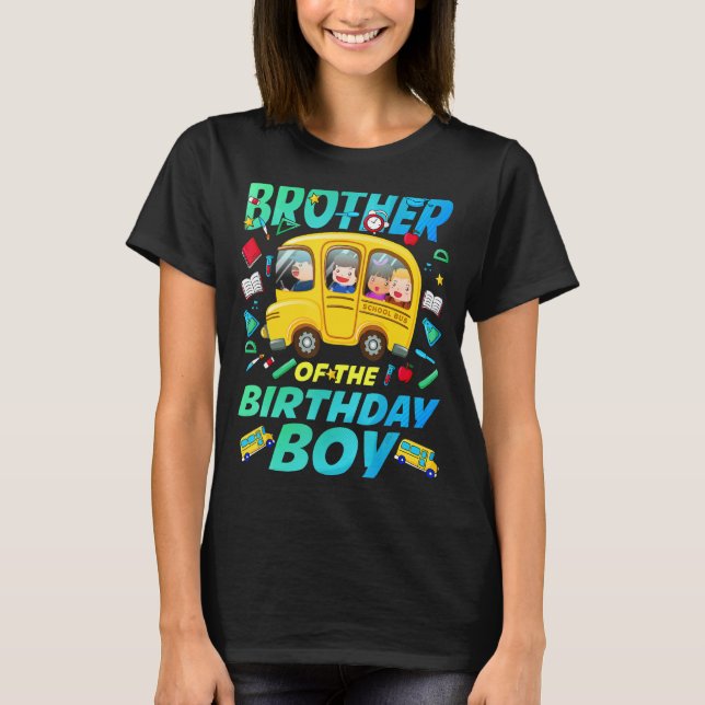 Camiseta Hermano de la familia Bday de Autobús Escolar de C (Anverso)