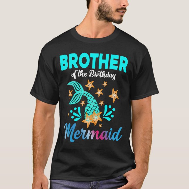 Camiseta Hermano De La Familia De La Sirena De Cumpleaños Q (Anverso)