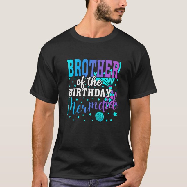 Camiseta Hermano De La Familia Sirenita De Cumpleaños Que C (Anverso)