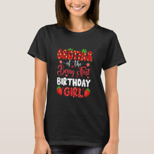 Camiseta Hermano de La Primera Cumpleaños de Niña Fresa
