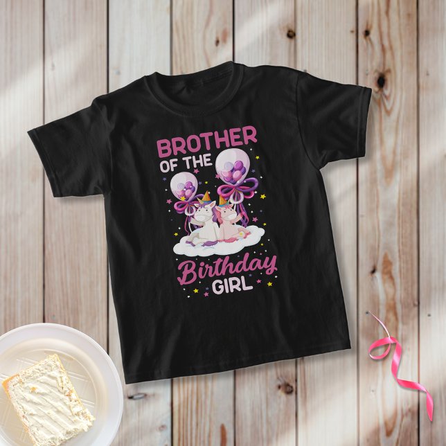 Camiseta Hermano de la Princesa Chica de Cumpleaños Unicorn (Subido por el creador)