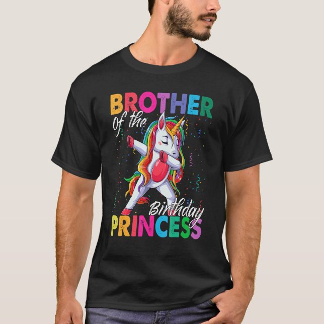 Camiseta Hermano De La Princesa De Cumpleaños Chica Dabbing (Anverso)