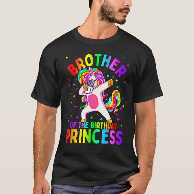 Camiseta Hermano De La Princesa De Cumpleaños Chica Dabbing (Anverso)