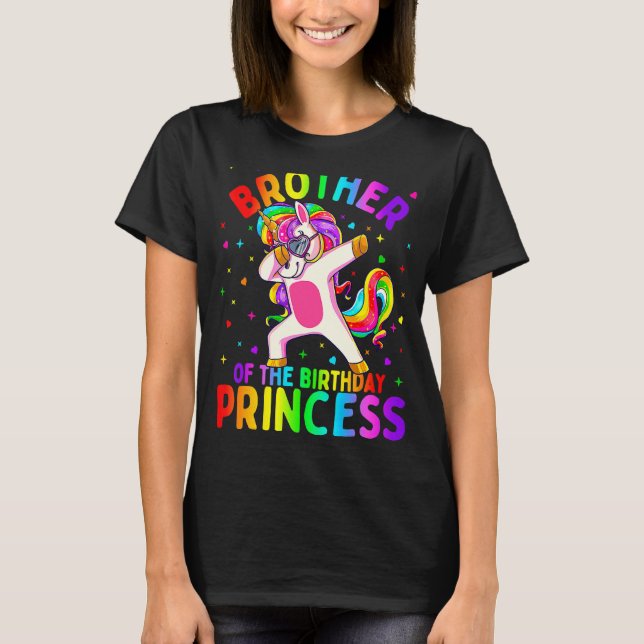 Camiseta Hermano De La Princesa De Cumpleaños Chica Dabbing (Anverso)