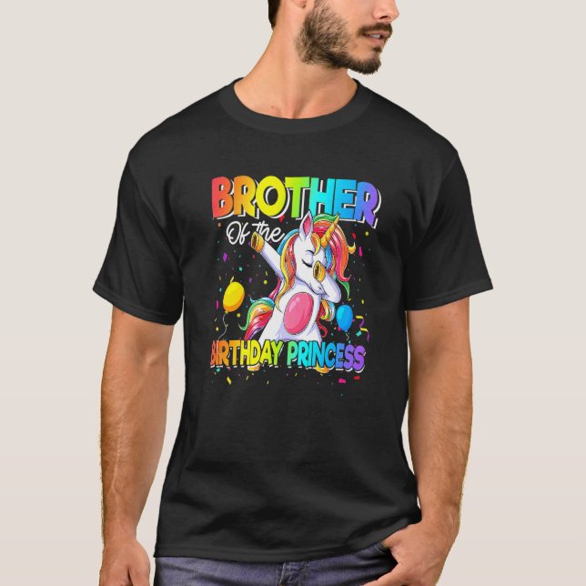 Camiseta Hermano De La Princesa De Cumpleaños Chica Dabbing (Anverso)