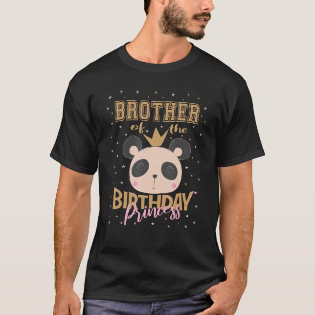 Camiseta Hermano De La Princesa De Cumpleaños Chica Panda B (Anverso)