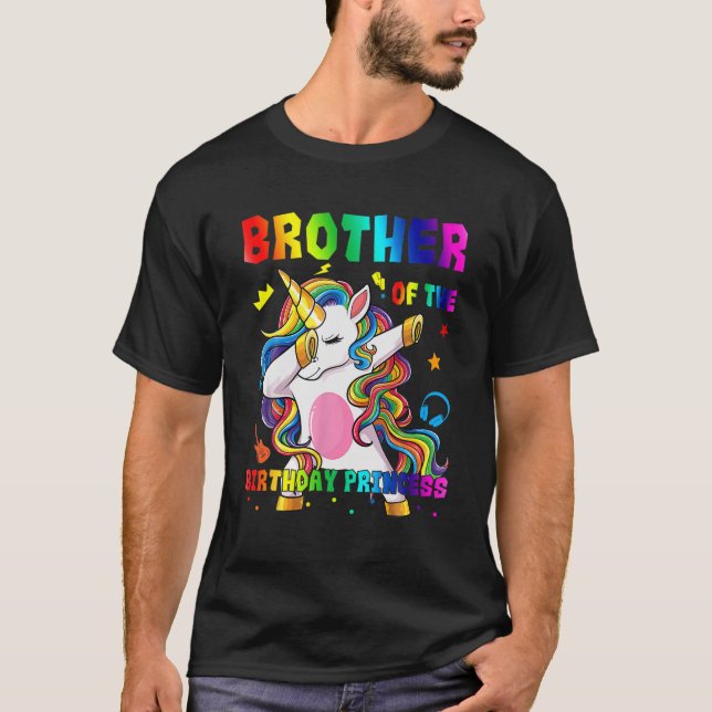 Camiseta Hermano De La Princesa De Cumpleaños Dabbing Unico (Anverso)