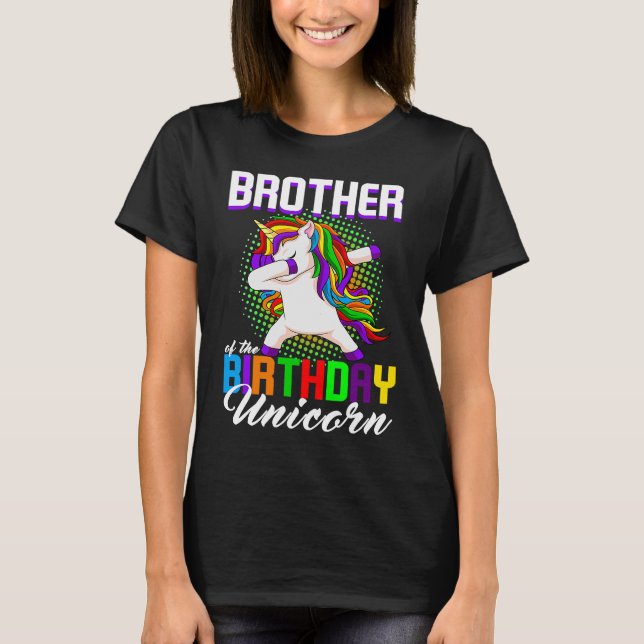 Camiseta Hermano de la Princesa de Cumpleaños Unicorn Dabbi (Anverso)