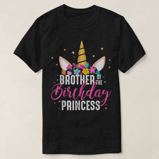Camiseta Hermano De La Princesa De Cumpleaños Unicornio (Diseño del anverso)